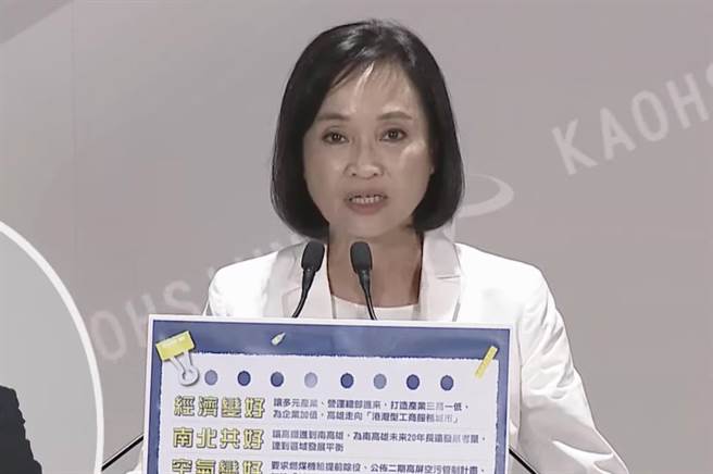 國民黨候選人柯志恩12日提出留住青年政策，市府應該協助橋接產學界，讓學生提早和產業結合，創造就業良好的循環。（高市選委會提供／袁庭堯高雄傳真）