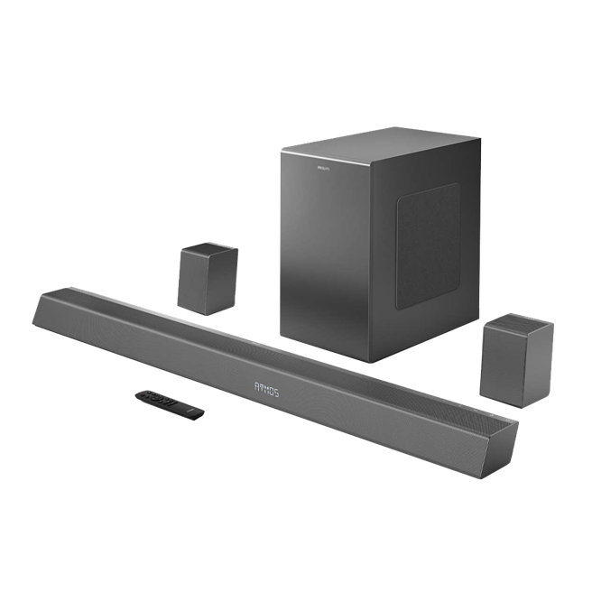 燦坤推薦PHILIPS 5.1.2聲道全景聲微型劇院組，原價2萬4900元，會員價2萬2900元，登錄送藍芽喇叭。（燦坤提供）