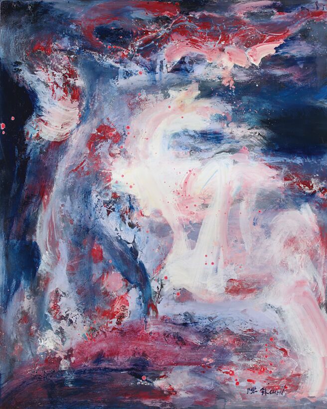 陈钋赠，《宇宙心．艺》，162cm ｘ 130cm，复合媒材，2021年。图／陈钋赠提供