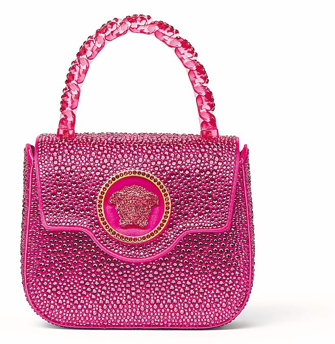 VERSACE La Meusa水晶嵌飾小女王包，價格店洽。（VERSACE提供）