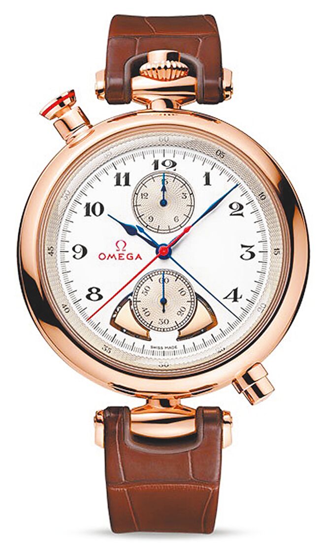 歐米茄Olympic 1932 Chrono Chime腕表，融入1932年洛杉磯奧運會官方計時懷表的設計元素。（OMEGA提供）