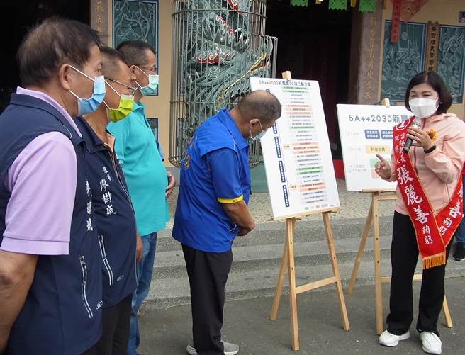 國民黨雲林縣長候選人張麗善（右），公布以「農業5A＋＋」為主題的農業政見白皮書。（張朝欣攝）