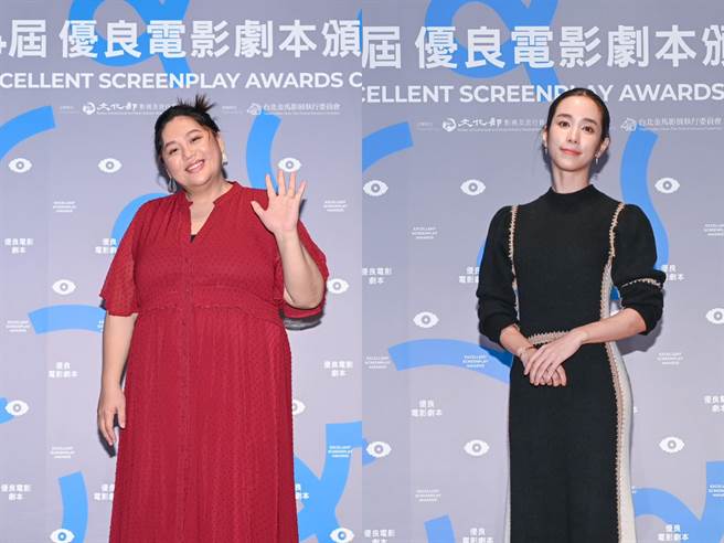 蔡嘉茵（左）跟温貞菱是今年的評審，兩人跳脫演員身分來評劇本。（金馬提供）