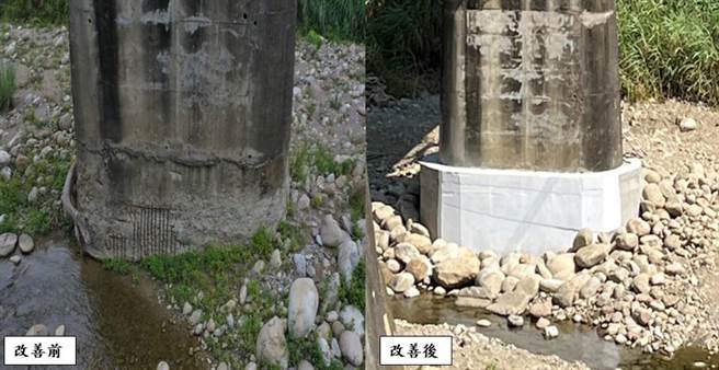 台中市水利局进行农路桥梁结构补强，将于月底前全数完工。(台中市水利局提供)
