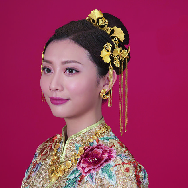 SOGO忠孝馆点睛品生生有囍足金银杏髮簪，约价8万9300元起（件）。（SOGO提供）