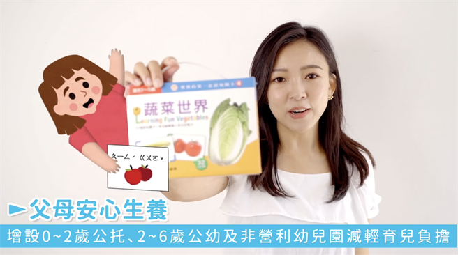 国民党新人白乔茵擅打空战，近日「多重宇宙」竞选广告曝光，1人尬10角，变身政策控。（柯宗纬翻摄）