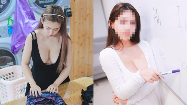 性感網紅倪娜近日穿著深V衣前往洗衣店，令網友暴動。（圖／IG@326n.h）