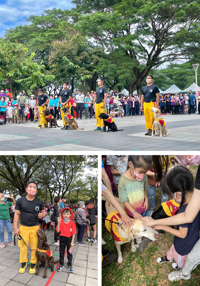 搜救犬不只稳定性够也相当与人亲近。(图片提供/ 高雄市消防局特搜中队)