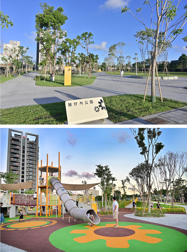前镇区篱仔内公园由游戏场概念出发，打造出贴近都市发展与人本友善的环境。(图片提供/高雄市政府工务局养护工程处)

