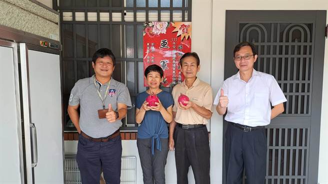 高雄市冈山区农会辅导的有机火龙果「秋田小农果园」脱颖而出，荣获2022年度全国红龙果优质果品（红肉组）亚军殊荣。(高雄市农业局提供／林雅惠传真)