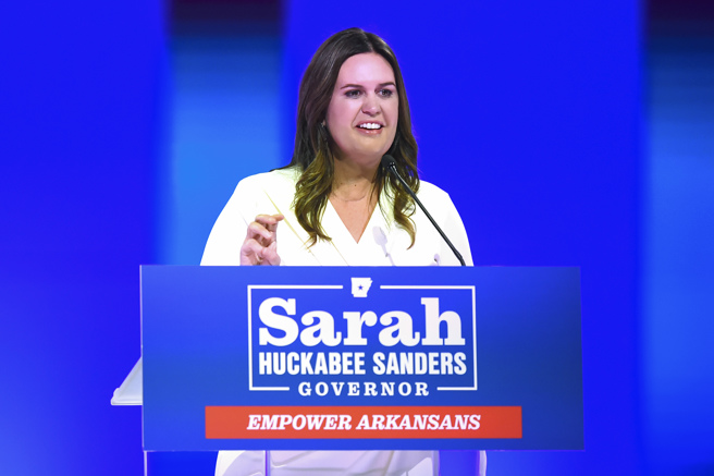 阿肯色州新任州长桑德斯（Sarah Huckabee Sanders）。（图／美联社）