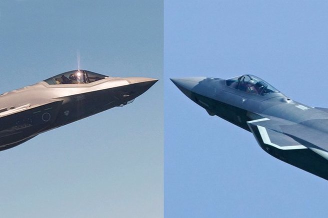 中共歼-20（右）与美国F-35（左）的开发时程较为接近，使用的航电系统晶片运算能力都差不多。（图／檔案照）