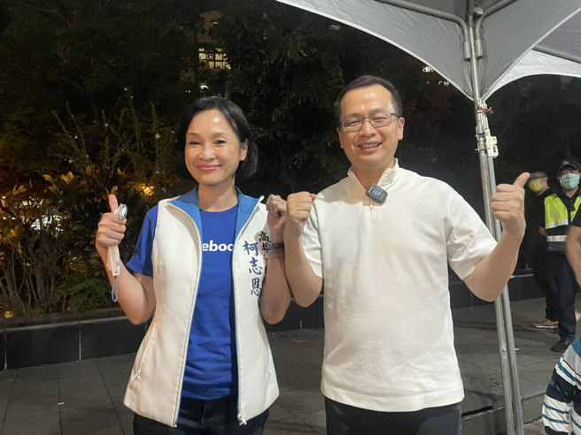 图为国民党高雄市长参选人柯志恩(左)及前国民党台北市议员罗智强(右)。（资料照,洪靖宜摄）