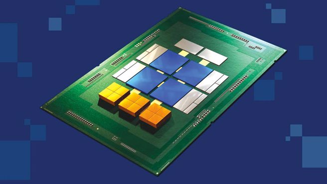 英特尔宣布联手台积电、三星、高通及日月光投控等半导体大厂，共组UCIe产业联盟。图为小晶片结构示意图。（图／英特尔）