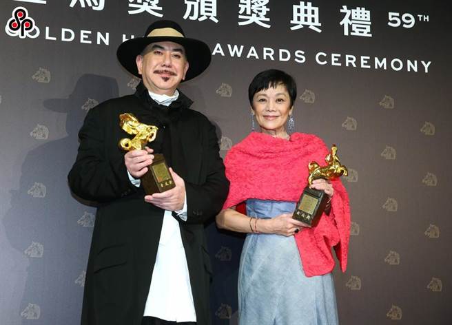 黃秋生、張艾嘉是第59屆金馬獎影帝后得主。（粘耿豪攝）