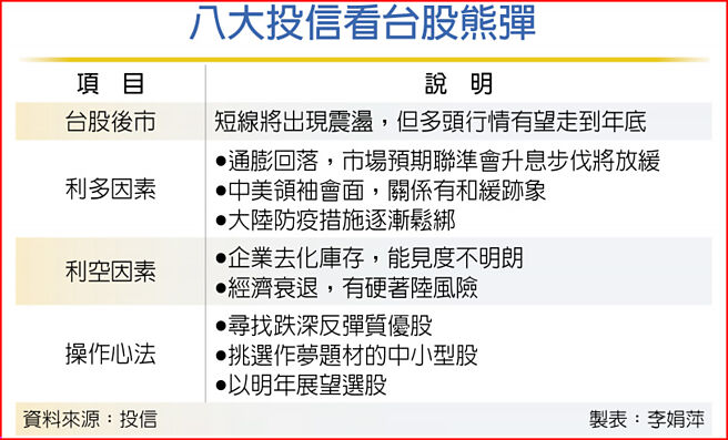 八大投信看台股熊弹