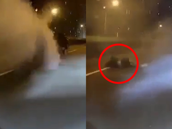 重机高速追撞前方未开大灯的多元计程车，27岁骑士当场惨死，计程车司机与乘客则轻伤。（翻摄自脸书「重机车友 ❘ 各区路况天气、资讯分享中心」）