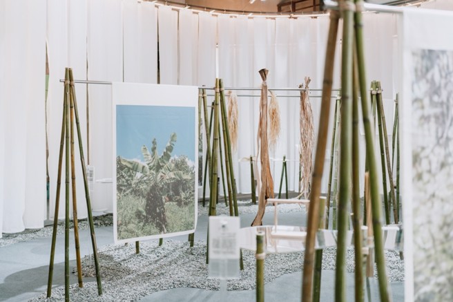 第二展区【弯身】以竹材为主架构，展示植物弯身成为材料的阶段样貌。(图/花莲县政府提供)
