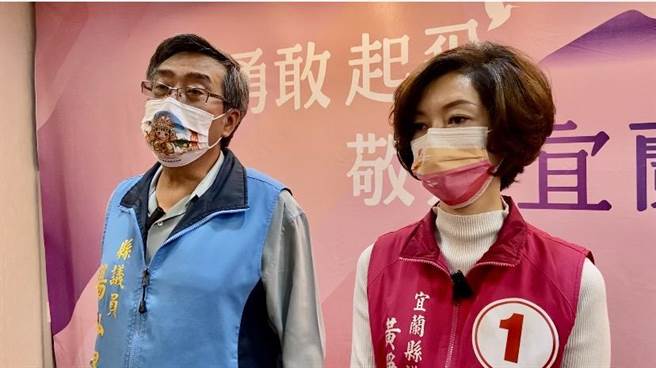 國民黨陣營回應，這些都是綠營的「奧步」，只想用議題誣陷縣長林姿妙，當然不隨之起舞。（左起宜蘭縣議員楊弘旻、黃琤婷）（吳佩蓉攝）