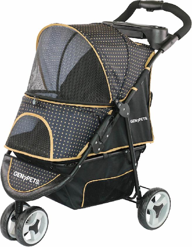 SOGO天母店Mur Mur Talk漫步者宠物推车黑色金点，原价4500元，特价3600元， 限量20台。（图／SOGO提供）