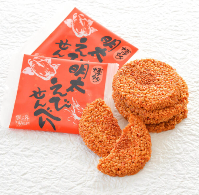 樂天市場上日本樂天官方嚴選博多明太蝦仙貝，357元。（樂天市場提供）