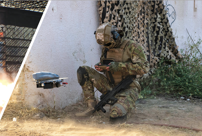 除了室内侦搜外，伯劳鸟本身还可以自爆，击败室内的敌人威胁。（Elbit System）