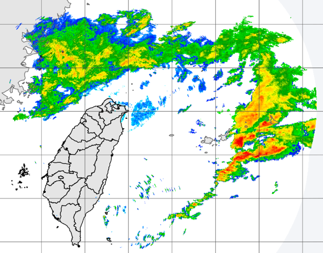 鋒面水氣暫時北移，預計今下半天南下，北部再度轉有雨。（中央氣象局提供）