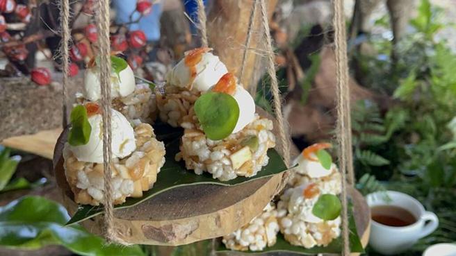 ▲独具特色的里山小点心-森林餐会鸟巢的餐桌。图：东北角暨宜兰海岸国家风景区管理处／提供