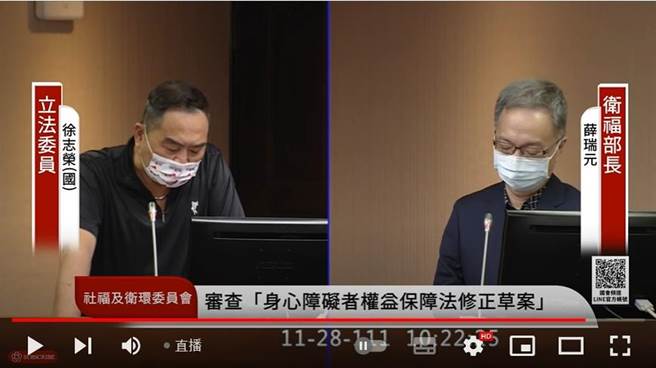 国民党立委徐志荣，今天为卫福部长薛瑞元送暖，称外界指他为「战犯」太沉重。（取自国会频道）
