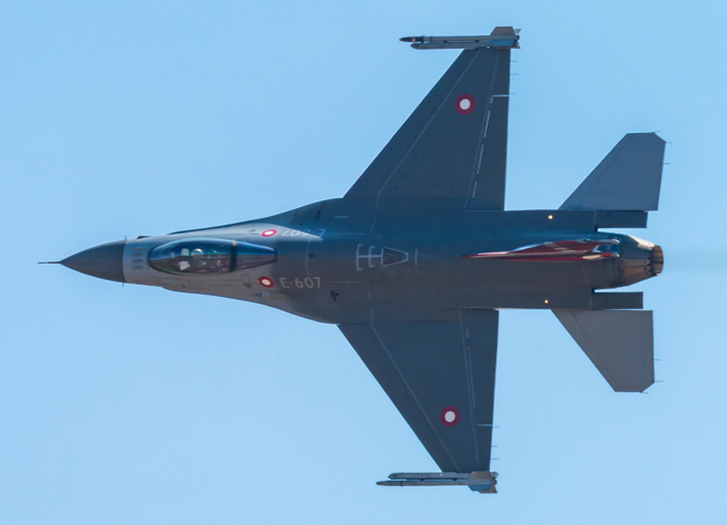 丹麦皇家空军F-16战机的资料照。（达志影像/Shutterstock）