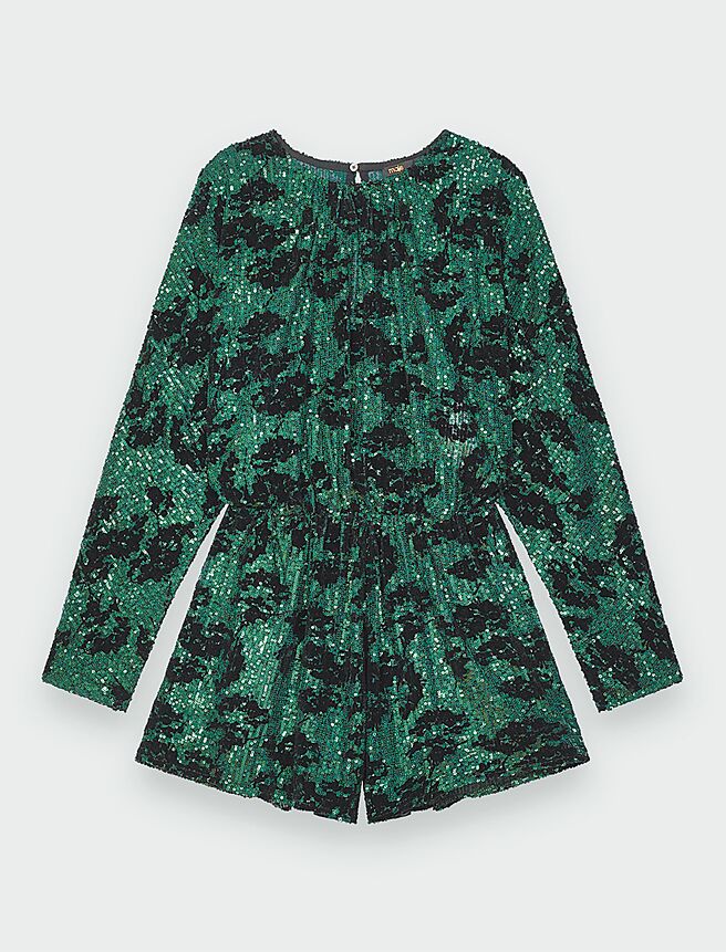 Maje刺绣亮片V领洋装，1万7390元。（Maje提供）