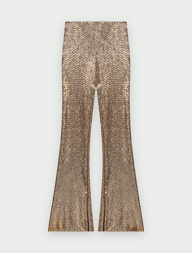 Maje金属感亮片喇叭裤，7990元。（Maje提供）