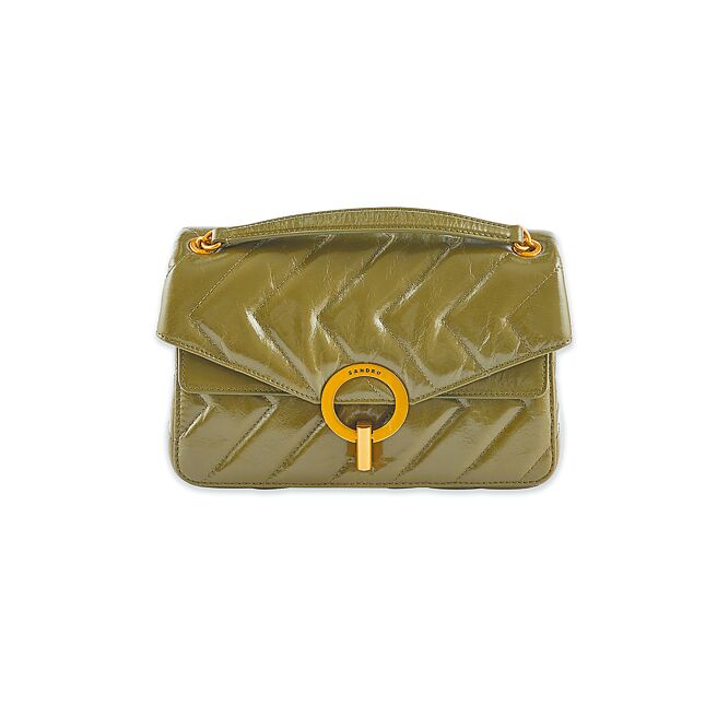 SANDRO绿色皮革YZA肩背包，1万5090元。（SANDRO提供）