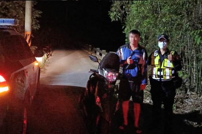 吳姓男子騎機車前往酒桶山休閒園區賞景並訪友，卻在產業道路迷途，幸經報警，警方透過手機發話位置尋找順利助他脫困。（台中市太平警分局提供／馮惠宜台中傳真）