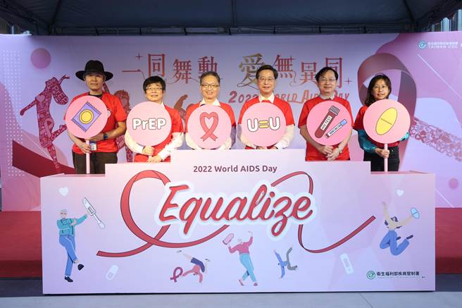 卫福部邀请大家一同舞动，以呼应联合国爱滋病规划署2022年的世界爱滋病日宣导主题「Equalize」。（疾管署提供）
