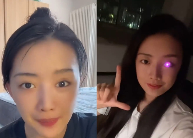 正妹因为9年前1场车祸失去右眼，如今她因为装上了会发光的义眼后，重新找回自信心。（翻摄自微博）