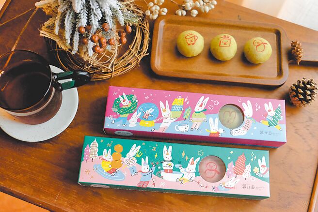 甜菜根粉與抹茶粉打造27層招牌酥皮，並包入綠豆與白鳳豆熬煮3小時製成的綿密內餡。（郭元益提供）