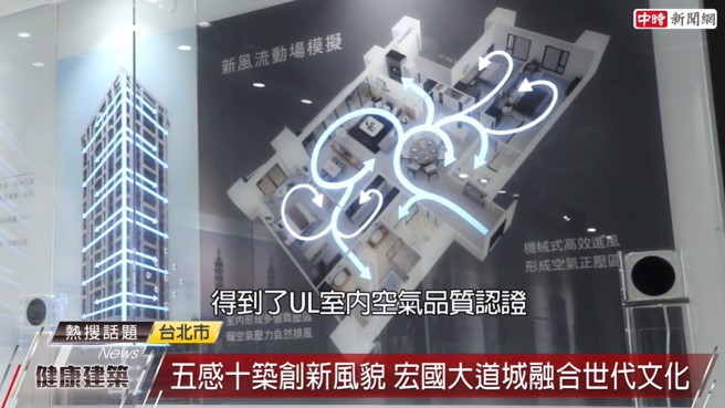 宏国建设注重空气品质特引进一套「新风系统」，可将PM2.5等有害物质降到最低，总部宏国大楼更荣获UL空气品质认证。（图／中时新闻网摄）