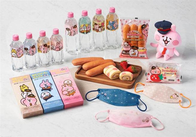 （「台湾高铁与卡娜赫拉的小动物」新款联名点心、瓶装水及3D立体口罩即日起开卖。图／台湾高铁提供）