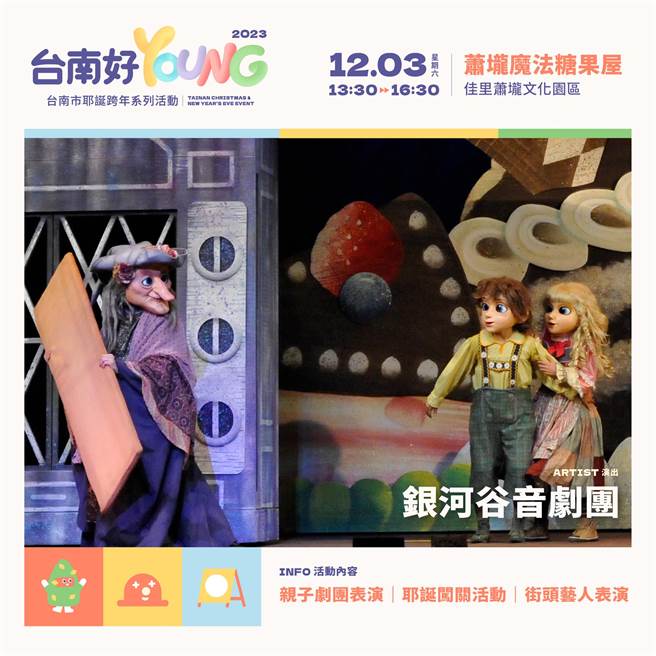 12月3日于萧壠文化园区由「银河谷音剧团」带来「糖果屋」演出。(台南市政府提供／曹婷婷台南传真)