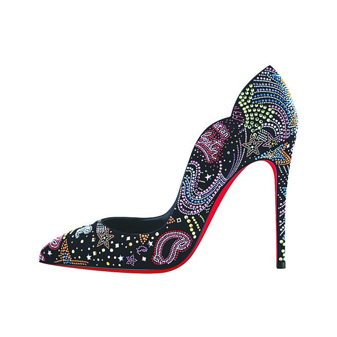 Christian Louboutin Hot Chick Starlight麂皮多彩水鑽高跟鞋，11萬5500元。（Christian Louboutin提供）