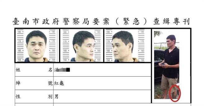 学甲开88枪疯狂枪手是他?「红龟」曾开枪断人手掌，身形与影中人相似。(警方提供)