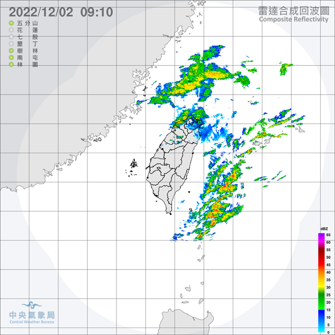中央气象局预报指出，今天（２日）持续受东北季风影响，北部、东北部及东部天气较凉，其他地区早晚亦凉；清晨西半部及东北部低温约１７至１９度，花东地区约２１、２２度，白天气温比昨天稍微回升，但北部及东北部整天仍湿凉，高温仅２１、２２度，中部、东部及东南部约２５至２７度，南部仍可达３０、３１度，中南部早晚微凉，白天温暖舒适。（翻摄自中央气象局／林良齐台北传真）