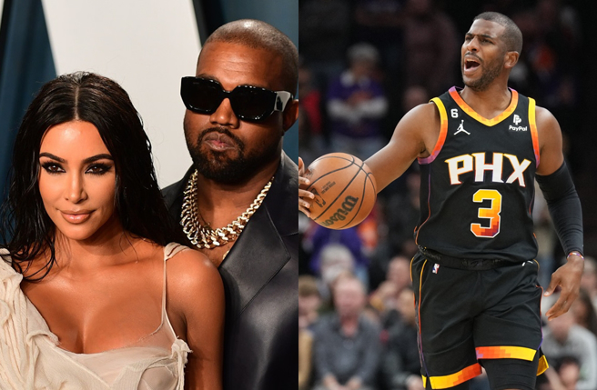 肯伊威斯特爆料抓到前妻金卡戴珊和球星克里斯保罗（右）疑似有不正当关系。（图／达志影像）