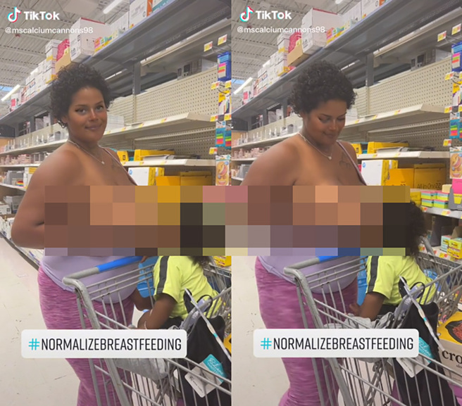 「钙炮女士」直接在超市捧胸哺乳，引发网友正反论战。（示意图／达志影像）