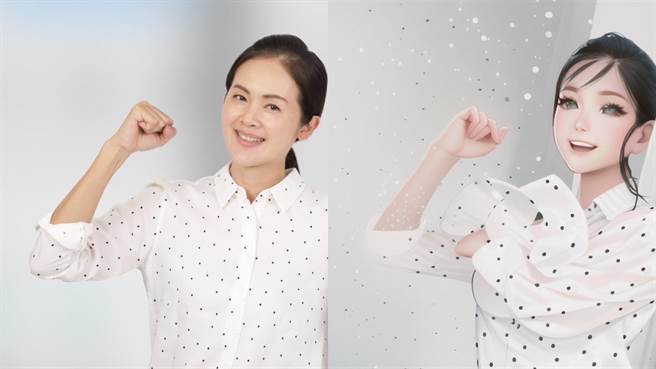 新北市议员洪佳君跟风玩起AI变身游戏。（刘美芳服务处提供）