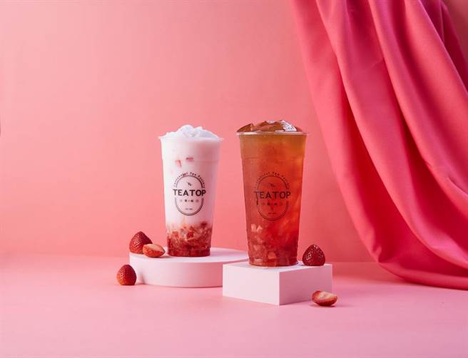 TEA TOP推出「焦糖美莓」（左）、「日月莓好」，限时享折扣。（TEA TOP提供）