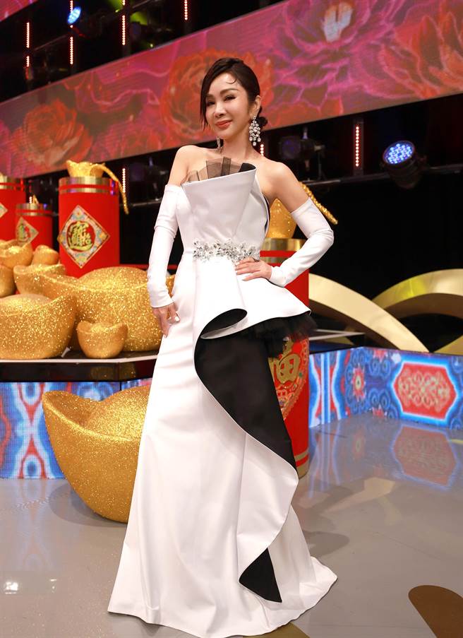 陈美凤穿着长礼服，相当典雅。（民视提供）