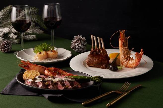 王品牛排全新主餐「澳洲和牛佐海大虾」和「法式小羊排佐大虾」，可免费品嚐嫩煎黑松露干贝。(王品集团提供)