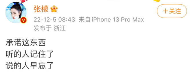 張檬在微博上發文，卻秒刪。(圖／翻攝自張檬微博)